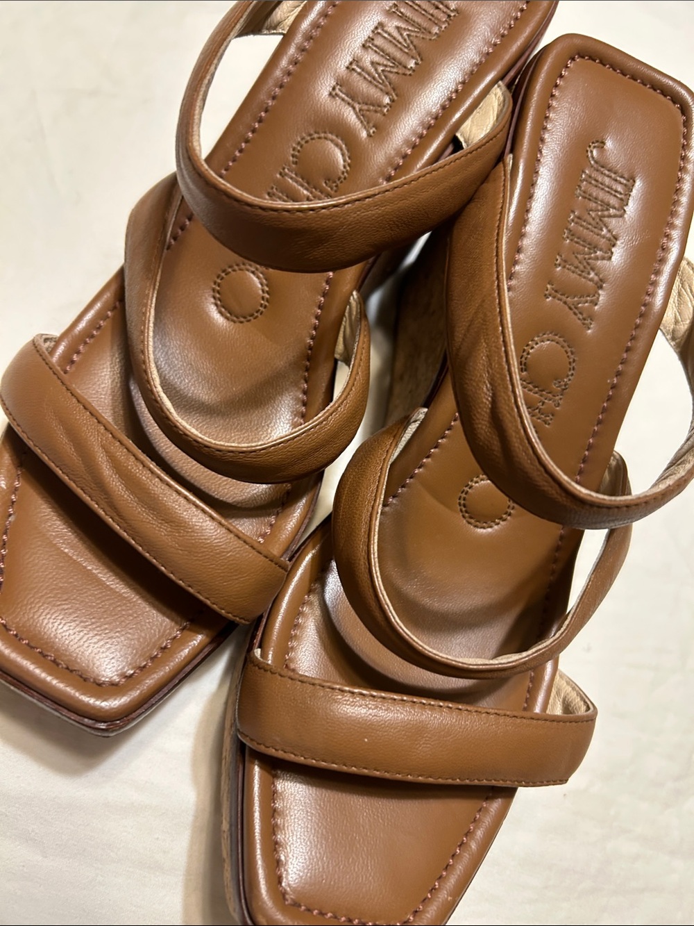 Jimmy Choo Tan Brown Leather Strappy Heeled Sandals - Picture 11 of 14